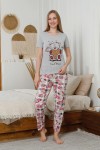 Baskılı Pijama Takımı Gri