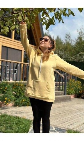Üç İplik Şardonlu Sweatshirt Sarı