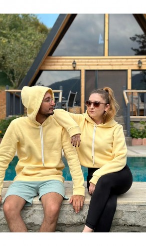 Üç İplik Şardonlu Sweatshirt Sarı