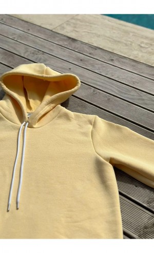 Üç İplik Şardonlu Sweatshirt Sarı