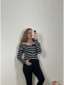 Fermuarlı Kayık Yaka Bluz Siyah