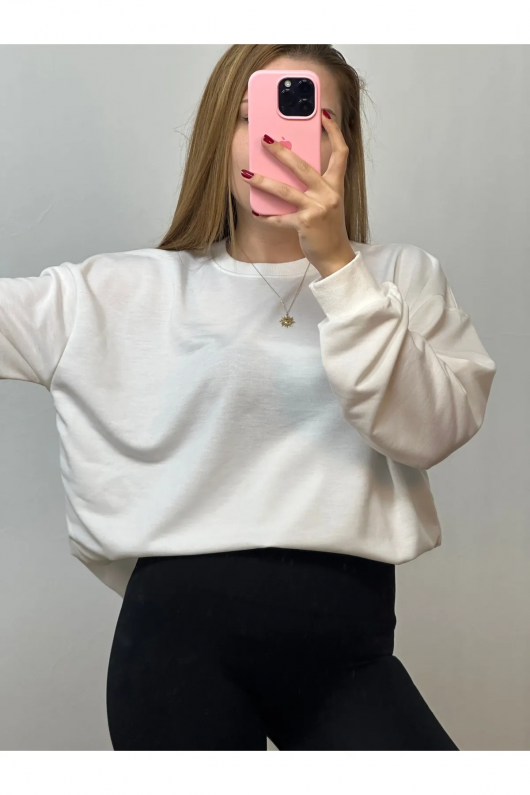 Bisiklet Yaka Sweat Beyaz Bisiklet Yaka Sweat Beyaz