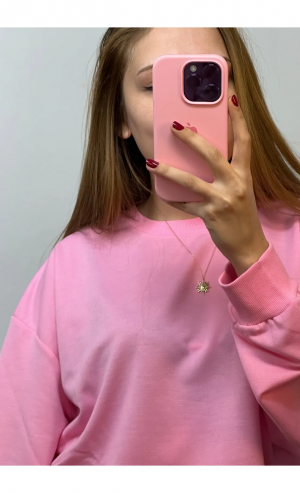 Bisiklet Yaka Sweat Pembe