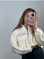 Dik Yaka Fermuarlı Crop Sweat