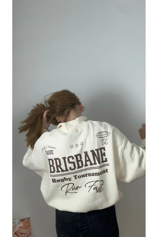 Dik Yaka Fermuarlı Crop Sweat