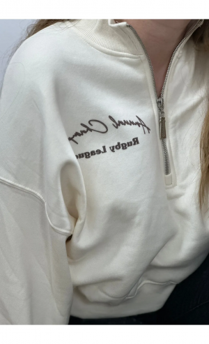 Dik Yaka Fermuarlı Crop Sweat