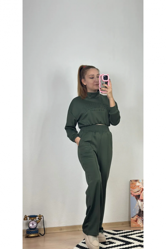 Eşofman Takım Crop Haki