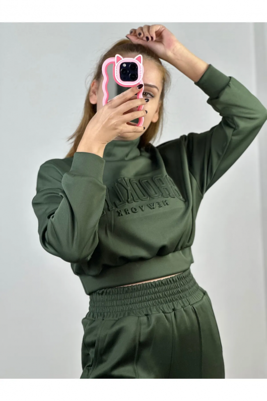 Eşofman Takım Crop Haki