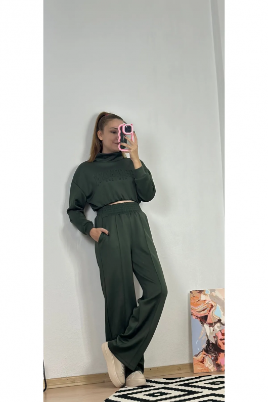 Eşofman Takım Crop Haki