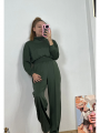Eşofman Takım Crop Haki
