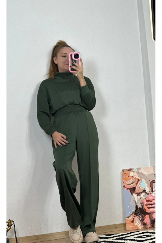 Eşofman Takım Crop Haki