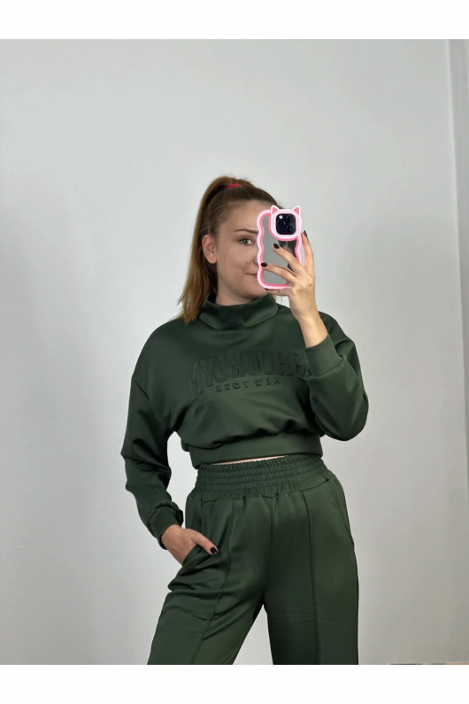 Eşofman Takım Crop Haki Eşofman Takım Crop Haki