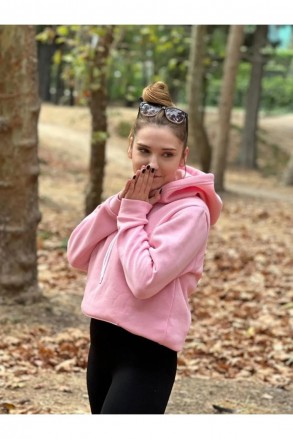 Üç İplik Şardonlu Sweatshirt Pembe