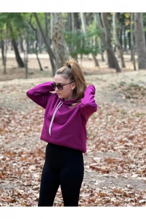 Üç İplik Şardonlu Sweatshirt Unisex mor