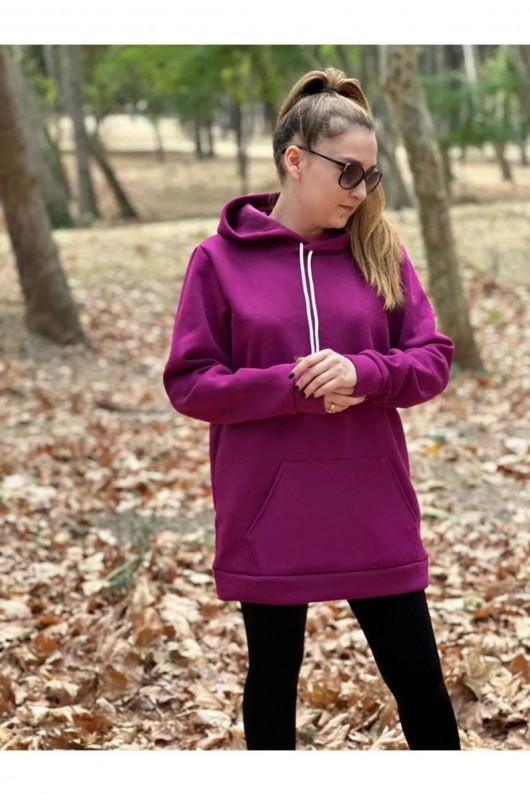 Üç İplik Şardonlu Sweatshirt Unisex mor