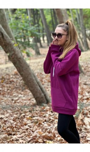 Üç İplik Şardonlu Sweatshirt Unisex mor