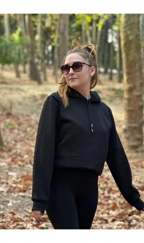 Üç İplik Şardonlu Sweatshirt Unisex Siyah
