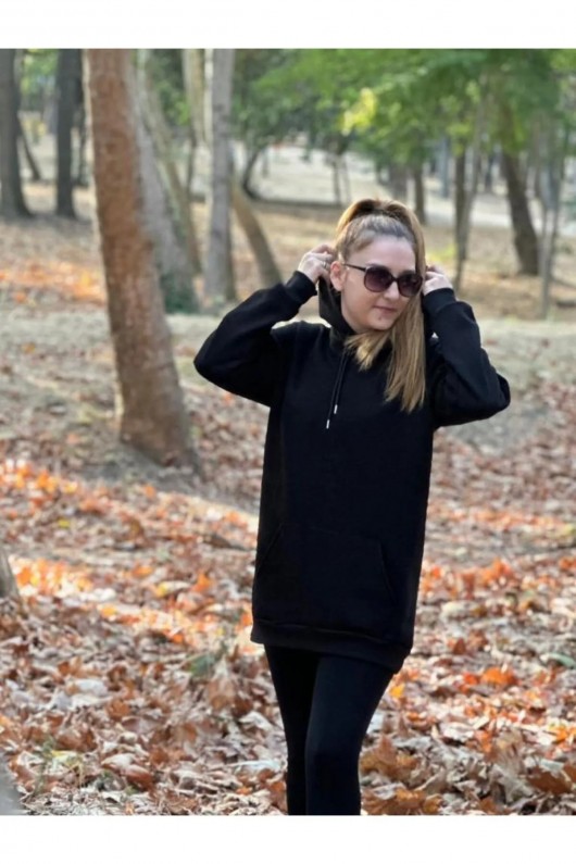 Üç İplik Şardonlu Sweatshirt Unisex Siyah