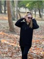 Üç İplik Şardonlu Sweatshirt Unisex Siyah