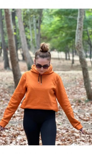Üç İplik Şardonlu Sweatshirt Unisex Kiremit