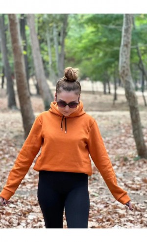 Üç İplik Şardonlu Sweatshirt Unisex Kiremit