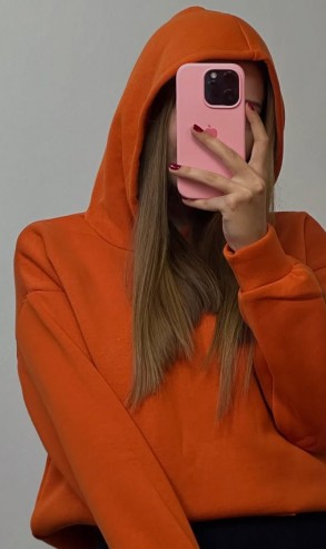 Üç İplik Şardonlu Sweatshirt Unisex Kiremit
