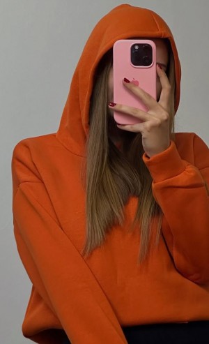 Üç İplik Şardonlu Sweatshirt Unisex Kiremit