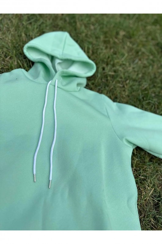 Üç İplik Şardonlu Sweatshirt Unisex Su yeşili