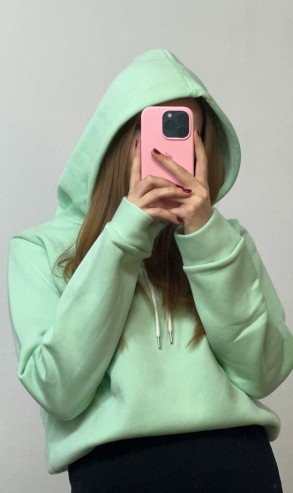 Üç İplik Şardonlu Sweatshirt Unisex Su yeşili