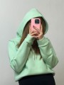 Üç İplik Şardonlu Sweatshirt Unisex Su yeşili