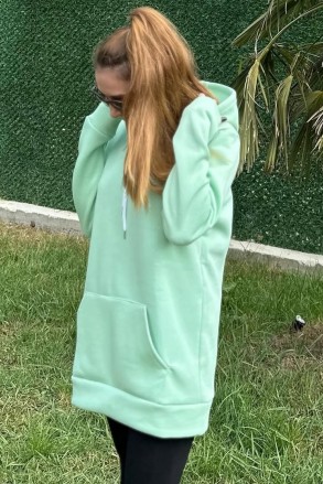 Üç İplik Şardonlu Sweatshirt Unisex Su yeşili