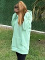 Üç İplik Şardonlu Sweatshirt Unisex Su yeşili
