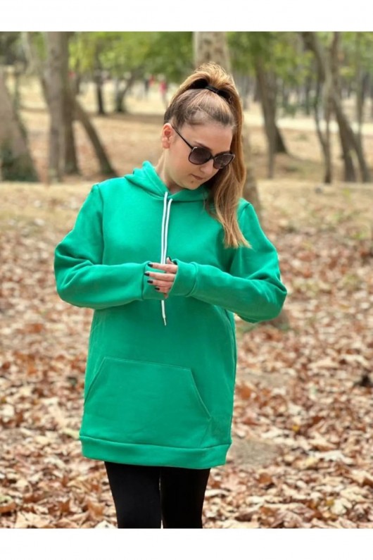 Üç İplik Şardonlu Sweatshirt Unisex açık yeşill