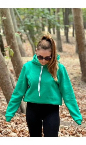Üç İplik Şardonlu Sweatshirt Unisex açık yeşill