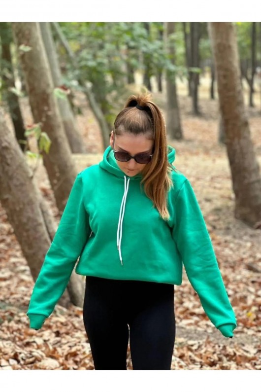 Üç İplik Şardonlu Sweatshirt Unisex açık yeşill