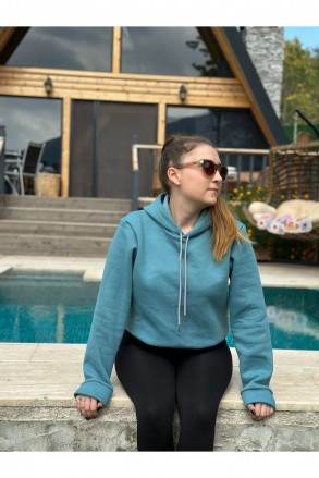 Üç İplik Şardonlu Sweatshirt Unisex Turkuaz