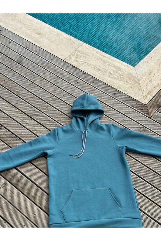 Üç İplik Şardonlu Sweatshirt Unisex Turkuaz