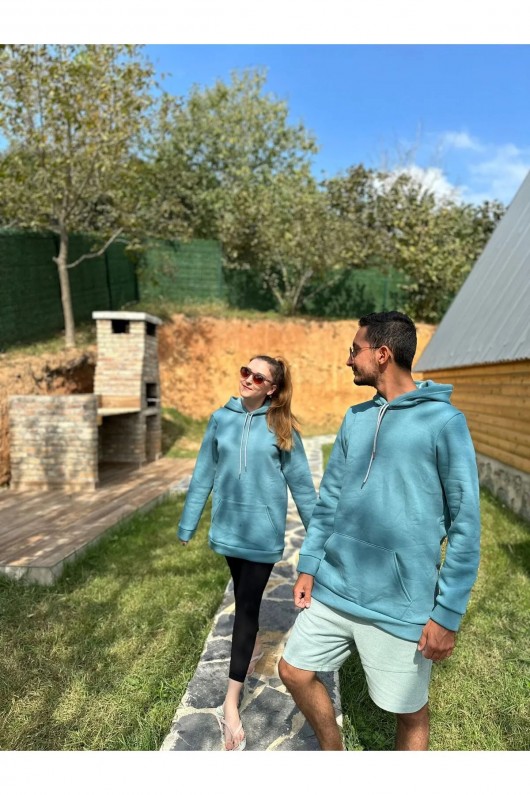 Üç İplik Şardonlu Sweatshirt Unisex Turkuaz