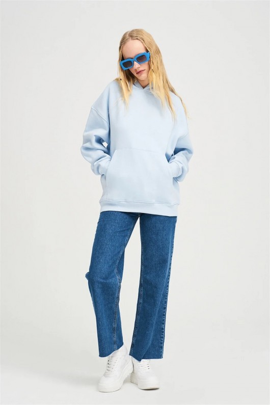 Üç İplik Şardonlu Sweatshirt Unisex Yeşil açık Açık mavi