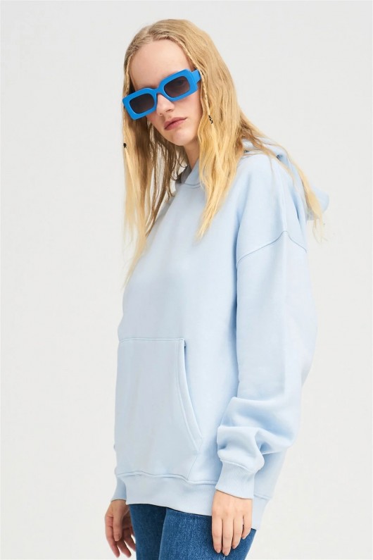 Üç İplik Şardonlu Sweatshirt Unisex Yeşil açık Açık mavi