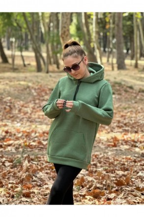 Üç İplik Şardonlu Sweatshirt Unisex Çimen Yeşil