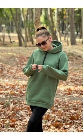 Üç İplik Şardonlu Sweatshirt Unisex Çimen Yeşil