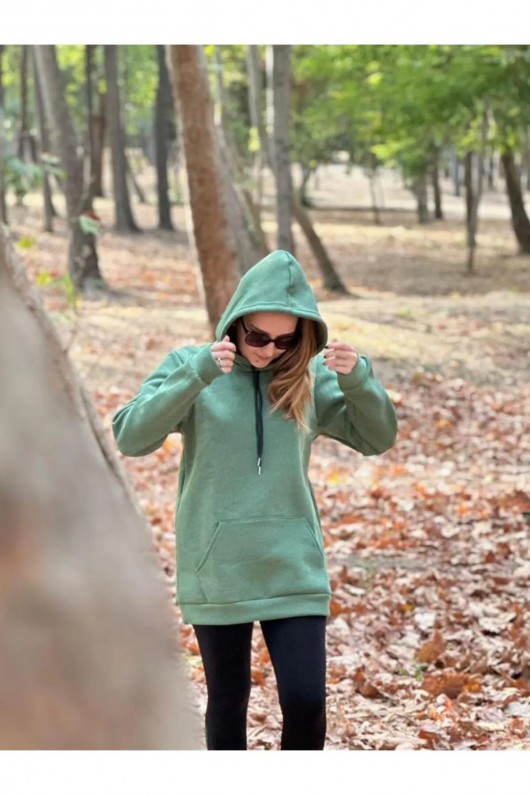 Üç İplik Şardonlu Sweatshirt Unisex Çimen Yeşil