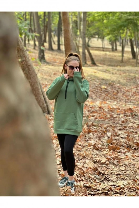 Üç İplik Şardonlu Sweatshirt Unisex Çimen Yeşil