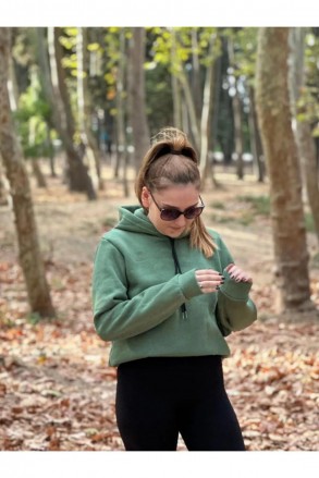 Üç İplik Şardonlu Sweatshirt Unisex Çimen Yeşil