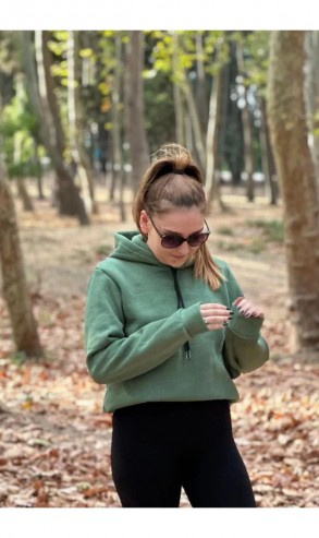 Üç İplik Şardonlu Sweatshirt Unisex Çimen Yeşil