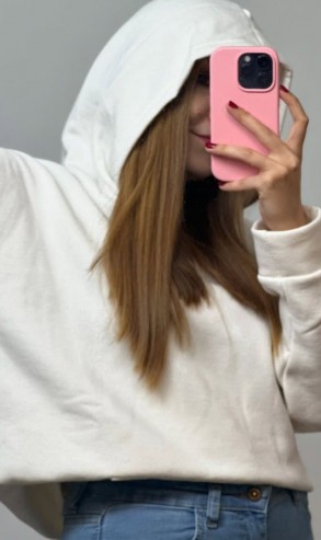 Üç İplik Şardonlu Sweatshirt Unisex Beyaz