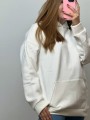 Üç İplik Şardonlu Sweatshirt Unisex Beyaz