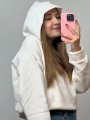 Üç İplik Şardonlu Sweatshirt Unisex Beyaz