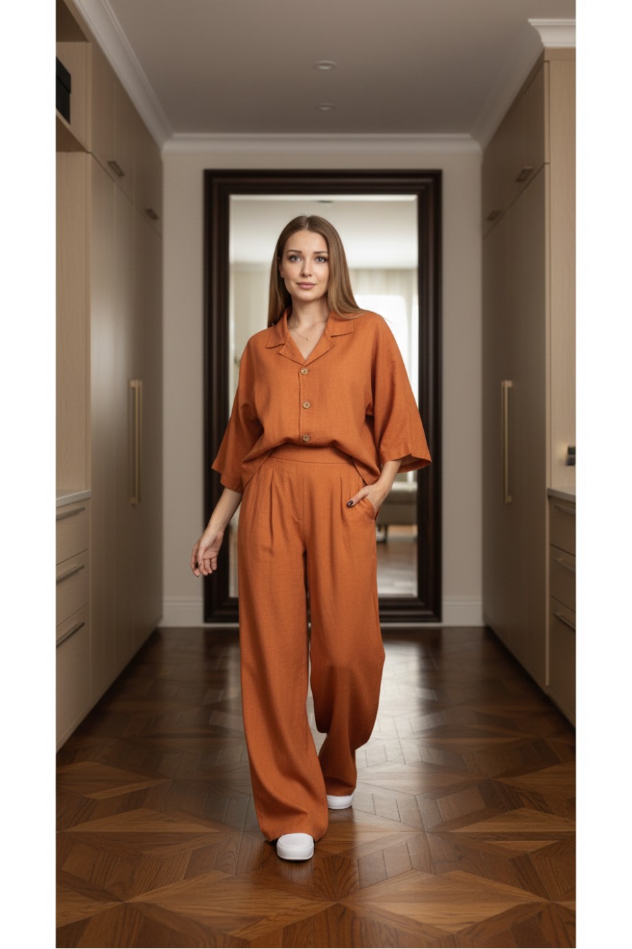 Gömlek Takım Yarasa Kol Kiremit